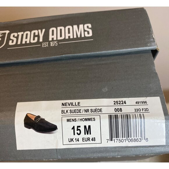 Stacy Adams Shoes Neville Moc Toe Bit Slip on Black Suede Size 15,‎ NIB - Picture 12 of 14